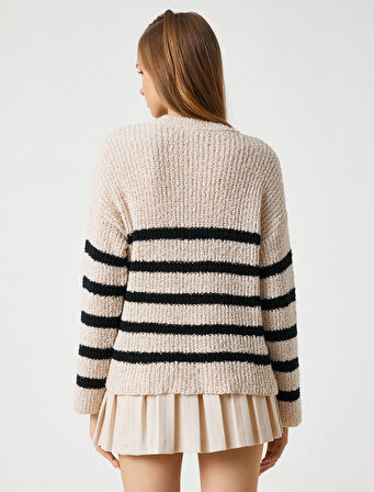 Örgü Kazak Bisiklet Yaka Uzun Kollu