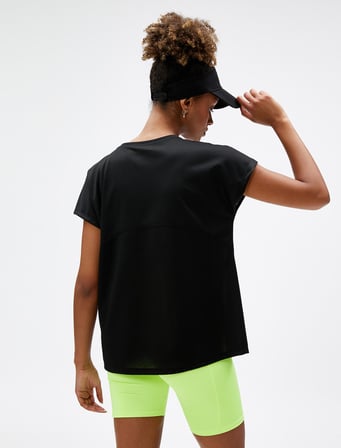 Basic Spor Tişört Bisiklet Yaka