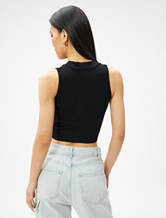 Crop Seamless Bluz Yarım Fermuarlı