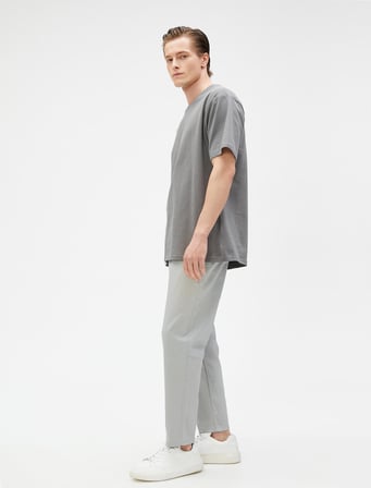 Keten Karışım Pantolon Beli Bağcıklı Cep Detaylı
