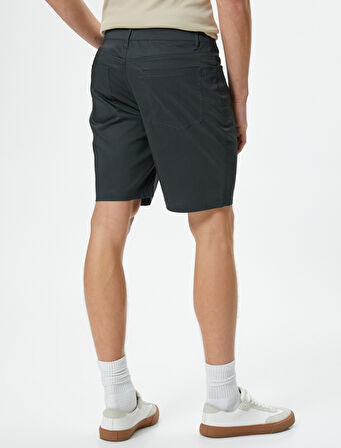 Kumaş Şort Slim Fit Düğmeli Cep Detaylı