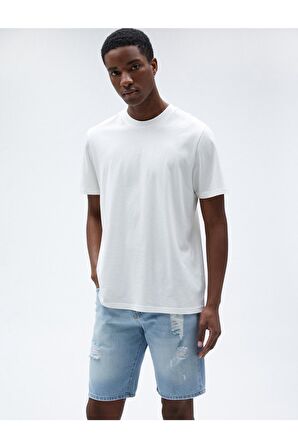 Yırtık Kot Şort Cep Detaylı Düğmeli