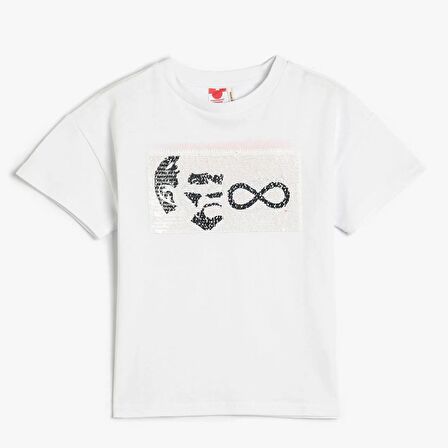 Koton Payetli Beyaz Erkek Çocuk T-Shirt 3SKB10243TK