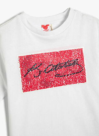 Koton Payetli Beyaz Erkek Çocuk T-Shirt 3SKB10243TK