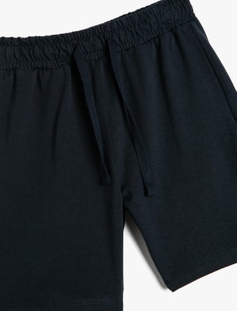 Şort Basic Beli Bağlamalı Cepli Pamuklu