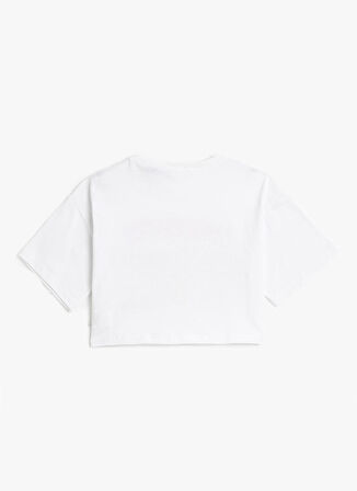 Koton Beyaz Kız Çocuk Bisiklet Yaka Kısa Kollu Baskılı T-Shirt 3SKG10162AK