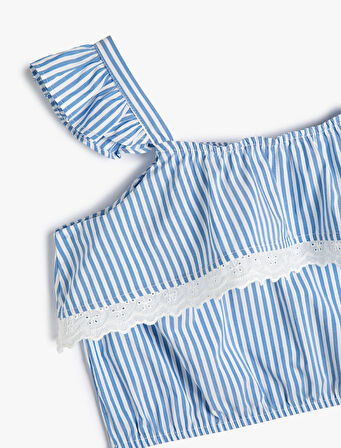 Crop Bluz Askılı Fırfırlı Fisto Detaylı