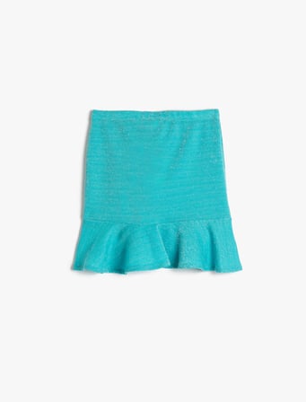 Mini Etek Büzgülü Fırfırlı Parıltılı