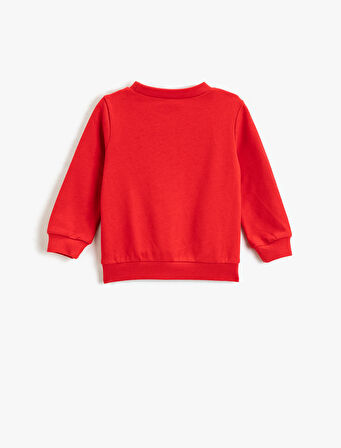 Baskılı Sweatshirt Uzun Kollu Bisiklet Yaka