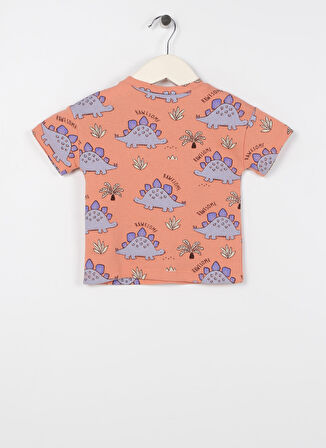 Koton Turuncu Erkek Bebek Bisiklet Yaka Kısa Kollu Baskılı T-Shirt 3SMB10151TK