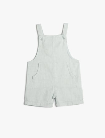 Keten Tulum Şort Kanguru Cepli
