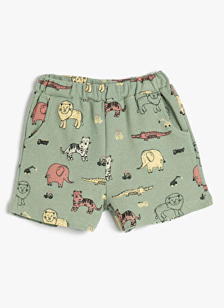 Koton Yeşil Erkek Bebek Diz Üstü Desenli Şort 3SMB40089TK