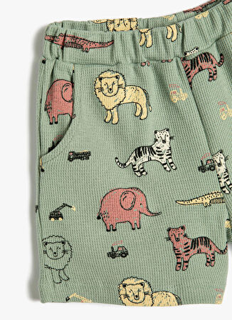 Koton Yeşil Erkek Bebek Diz Üstü Desenli Şort 3SMB40089TK