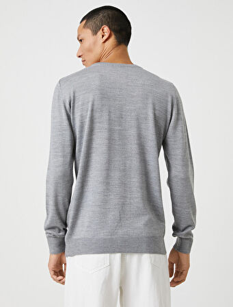 Basic Triko Kazak Örgü Detaylı Bisiklet Yaka 