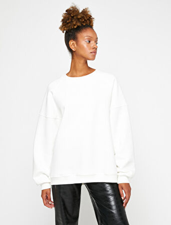 Oversize Sweatshirt Bisiklet Yaka Uzun Kollu