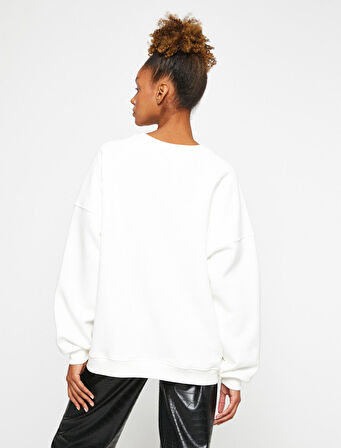 Oversize Sweatshirt Bisiklet Yaka Uzun Kollu
