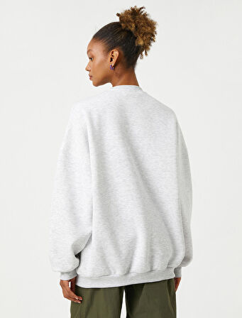 Kolej Sweatshirt Bisiklet Yaka Rahat Kesim Uzun Kollu