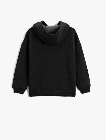 Kapşonlu Sweatshirt Grafiti Temalı Ayıcık Baskılı Uzun Kollu Şardonlu