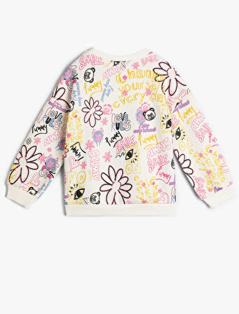 Sweatshirt Baskılı Bisiklet Yaka Uzun Kollu