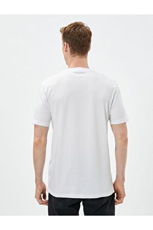 Slim Fit Tişört Slogan Baskılı Bisiklet Yaka Pamuklu