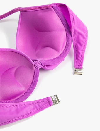 Push Up Bikini Üstü Dolgulu Balenli Boyundan Bağlamalı