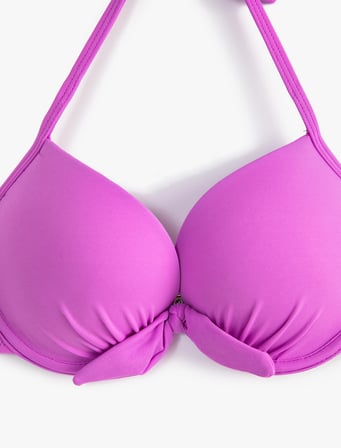 Push Up Bikini Üstü Dolgulu Balenli Boyundan Bağlamalı