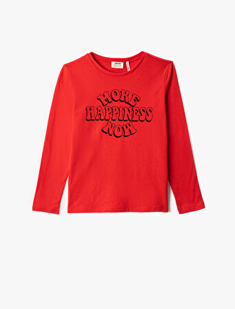 Uzun Kollu Tişört Bisiklet Yaka Slogan Temalı Baskılı