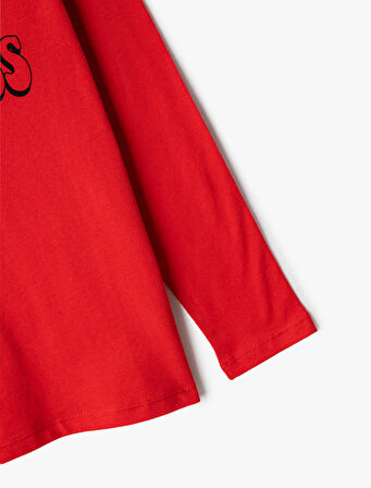 Uzun Kollu Tişört Bisiklet Yaka Slogan Temalı Baskılı