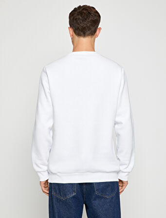 Kolej Baskılı Sweatshirt Şardonlu Bisiklet Yaka