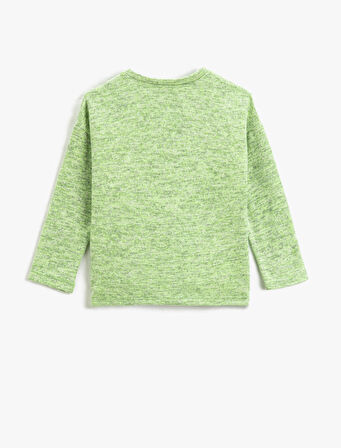 Crop Uzun Kollu Tişört Büzgülü Yumuşak Dokulu Yuvarlak Yaka