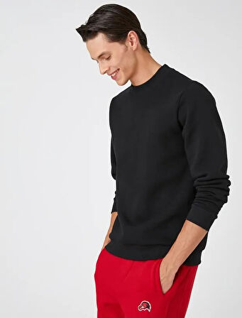 Basic Sweatshirt Yarım Balıkçı Yaka Uzun Kollu