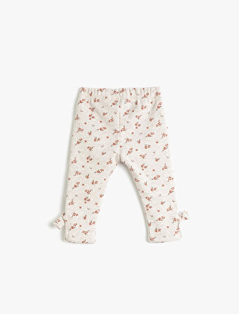 Tayt Çiçekli Fiyonk Detaylı Ribanalı Pamuklu