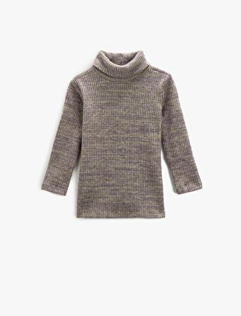 Balıkçı Yaka Tişört Uzun Kollu Yumuşak Dokulu Bol Kalıp