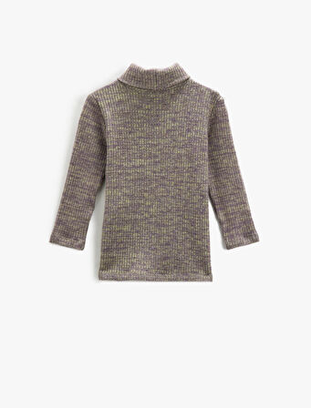 Balıkçı Yaka Tişört Uzun Kollu Yumuşak Dokulu Bol Kalıp