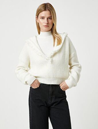 Şahika Ercümen X Koton - Kapüşonlu Oversize Örgü Kazak