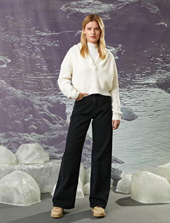 Şahika Ercümen X Koton - Kapüşonlu Oversize Örgü Kazak