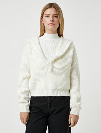 Şahika Ercümen X Koton - Kapüşonlu Oversize Örgü Kazak