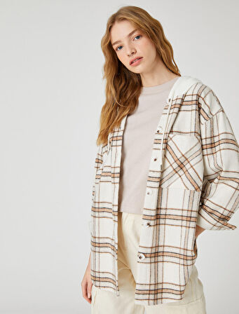 Oversize Oduncu Gömlek Ceket Kapüşonlu Uzun Kollu