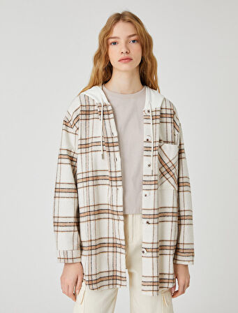 Oversize Oduncu Gömlek Ceket Kapüşonlu Uzun Kollu