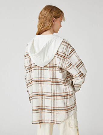 Oversize Oduncu Gömlek Ceket Kapüşonlu Uzun Kollu