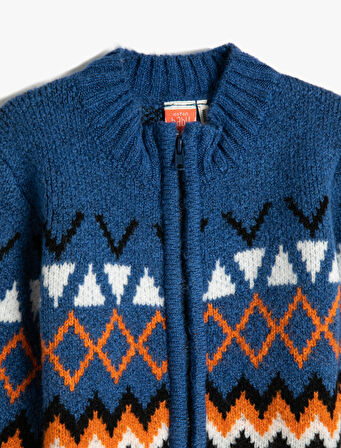 Hırka Fermuarlı Dik Yaka Uzun Kollu Yumuşak Dokulu 