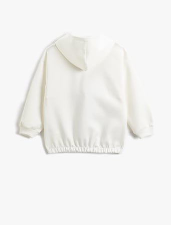 Oversize Kapşonlu Sweatshirt Baskılı Sucuba Kumaş Detaylı Cepli