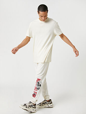 Jogger Eşofman Altı Kuru Kafa Baskılı Beli Bağcıklı Cepli