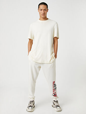 Jogger Eşofman Altı Kuru Kafa Baskılı Beli Bağcıklı Cepli