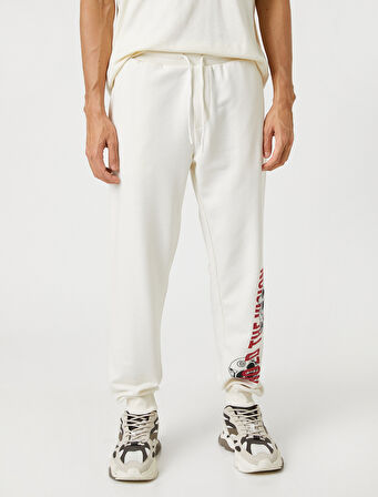 Jogger Eşofman Altı Kuru Kafa Baskılı Beli Bağcıklı Cepli