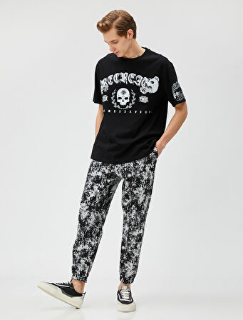 Jogger Eşofman Altı Soyut Baskı Detaylı Cepli Beli Bağcıklı