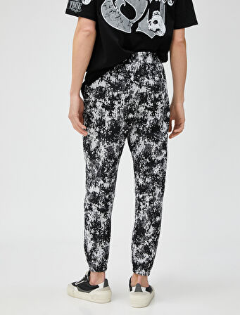 Jogger Eşofman Altı Soyut Baskı Detaylı Cepli Beli Bağcıklı