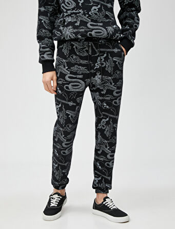 Kuru Kafa Baskılı Eşofman Altı Beli Bağcıklı Cepli