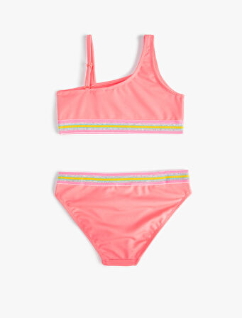 Bikini Takımı Fırfırlı Tek Omuz İnce Askılı
