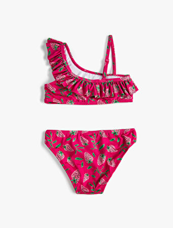 Bikini Takımı Fırfırlı Tek Omuz İnce Askılı